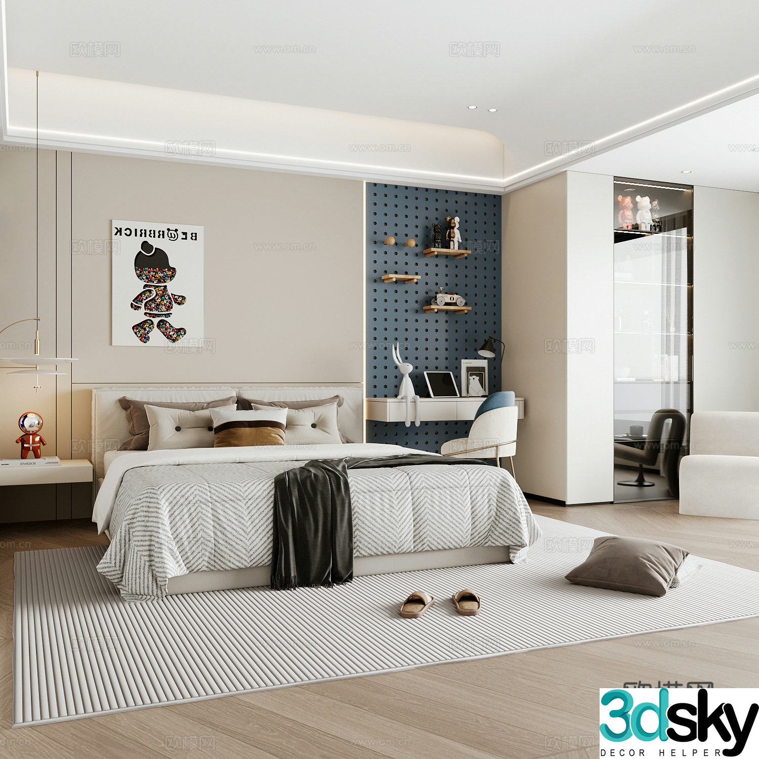 Modern children’s room boy’s room girl’s room children’s bed children’s wardrobe children’s desk 3d model