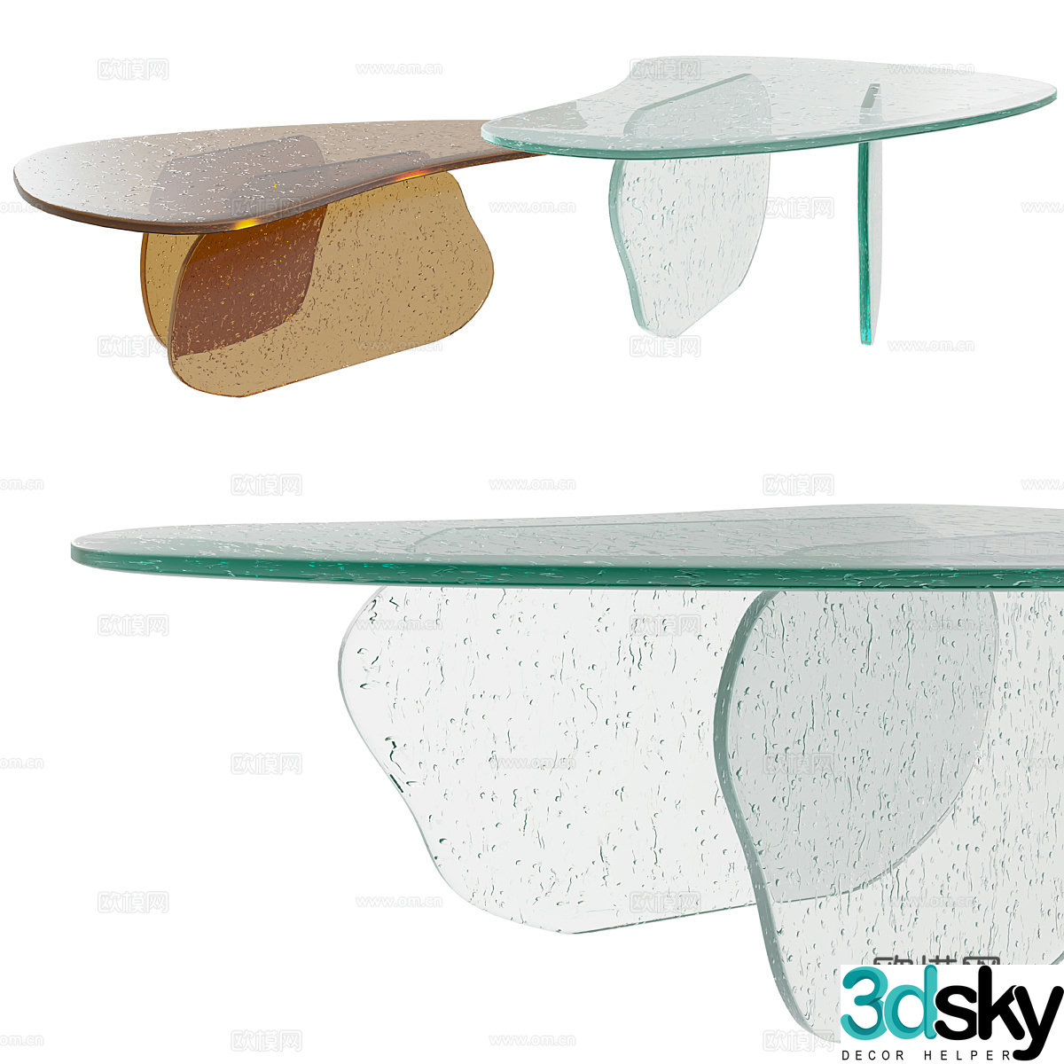 Modern glass coffee table 3d model