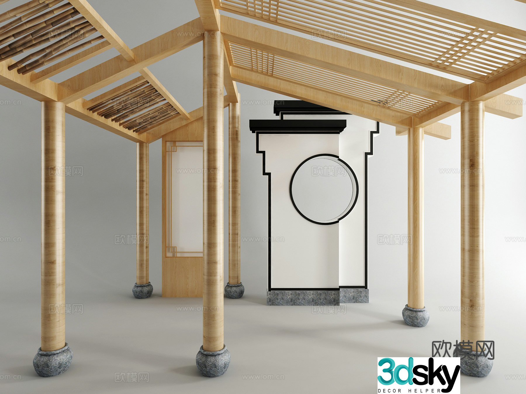 Chinese building components mortise and tenon column 3D model