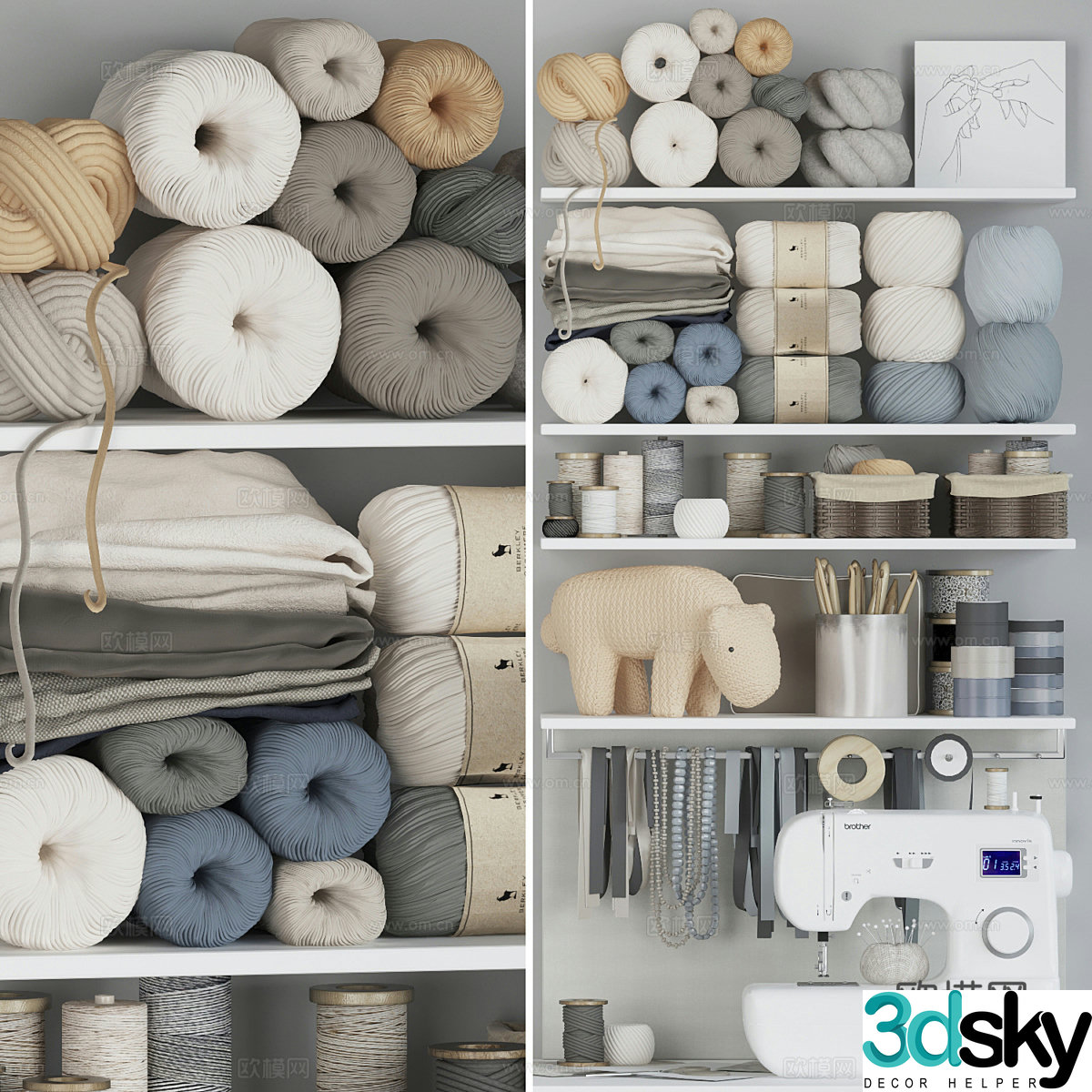 Modern knitted yarn 3d model