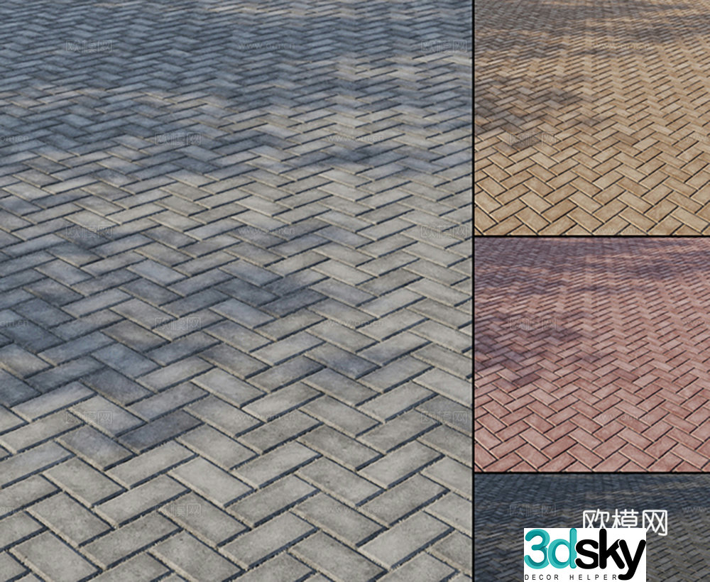 Stone outdoor brick paving 3d model