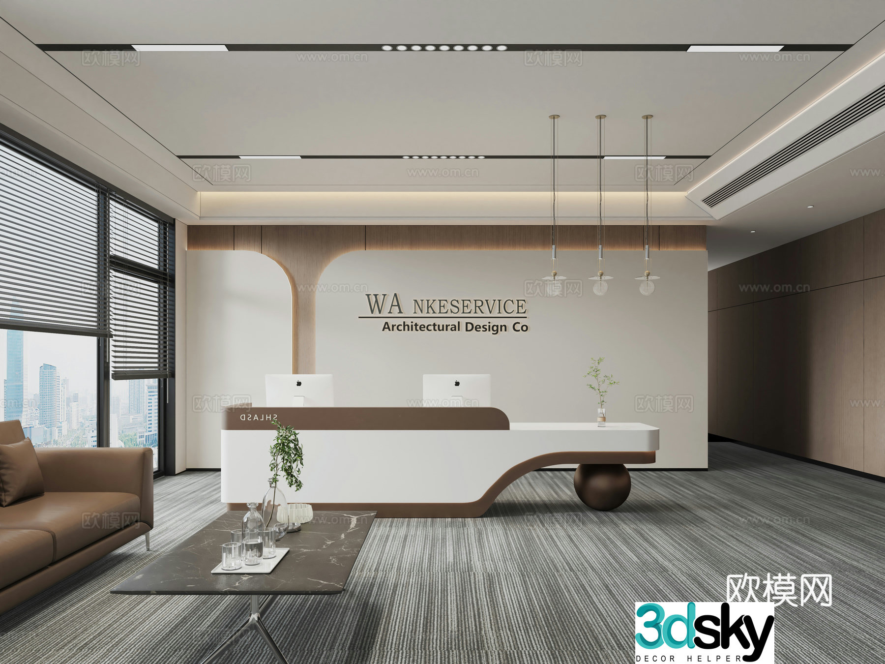 Modern company front desk 3D model