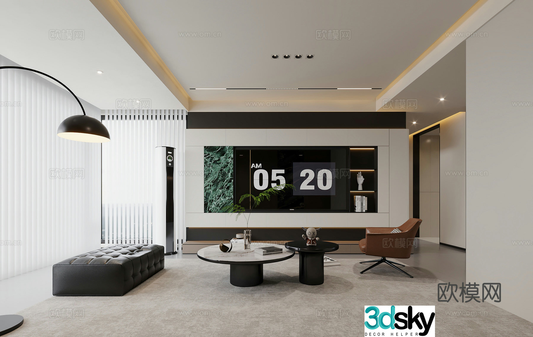 Modern light luxury living restaurant Modern light luxury restaurant Modern light luxury living room Creamy sideboard Light 3D model