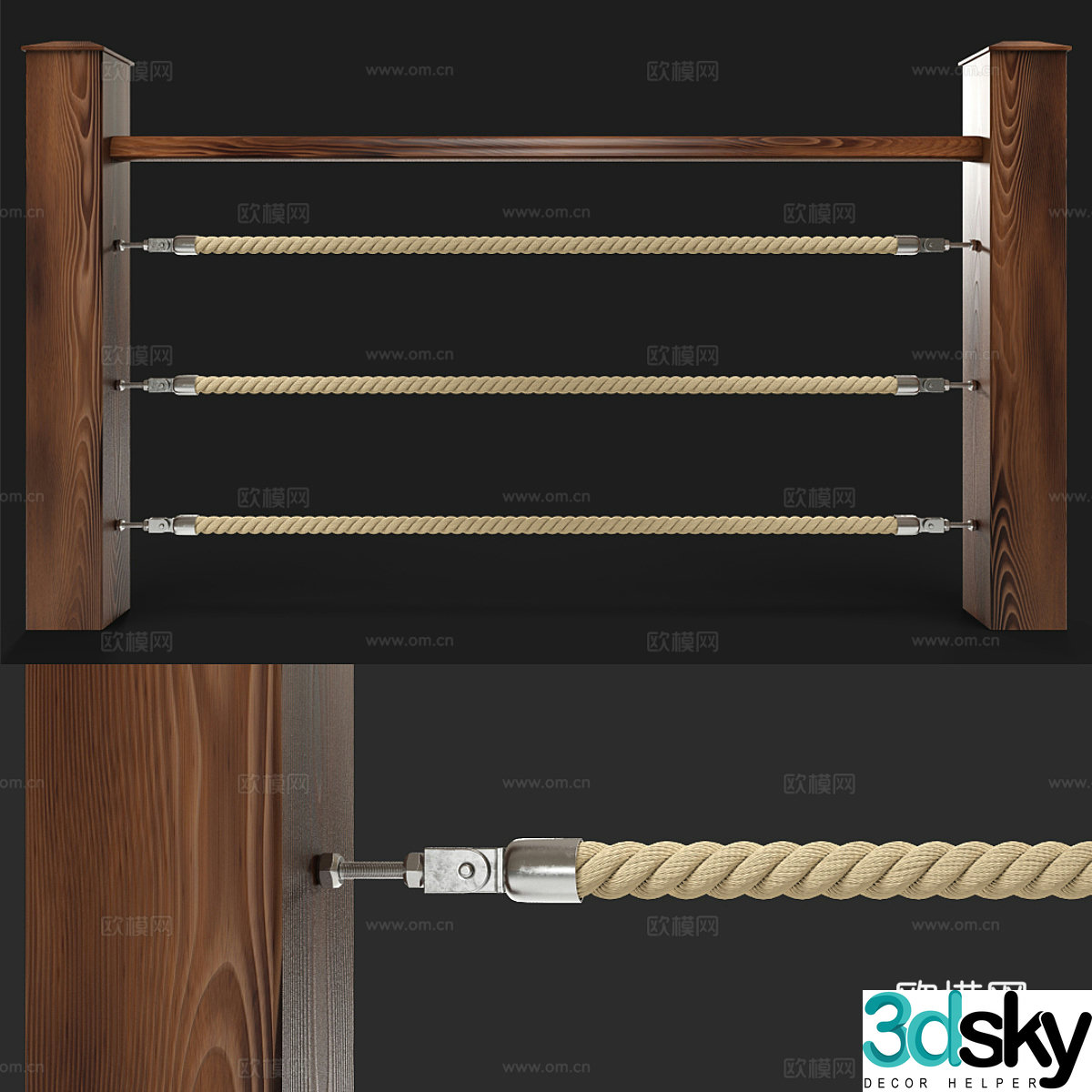 New Chinese rope fence 3d model