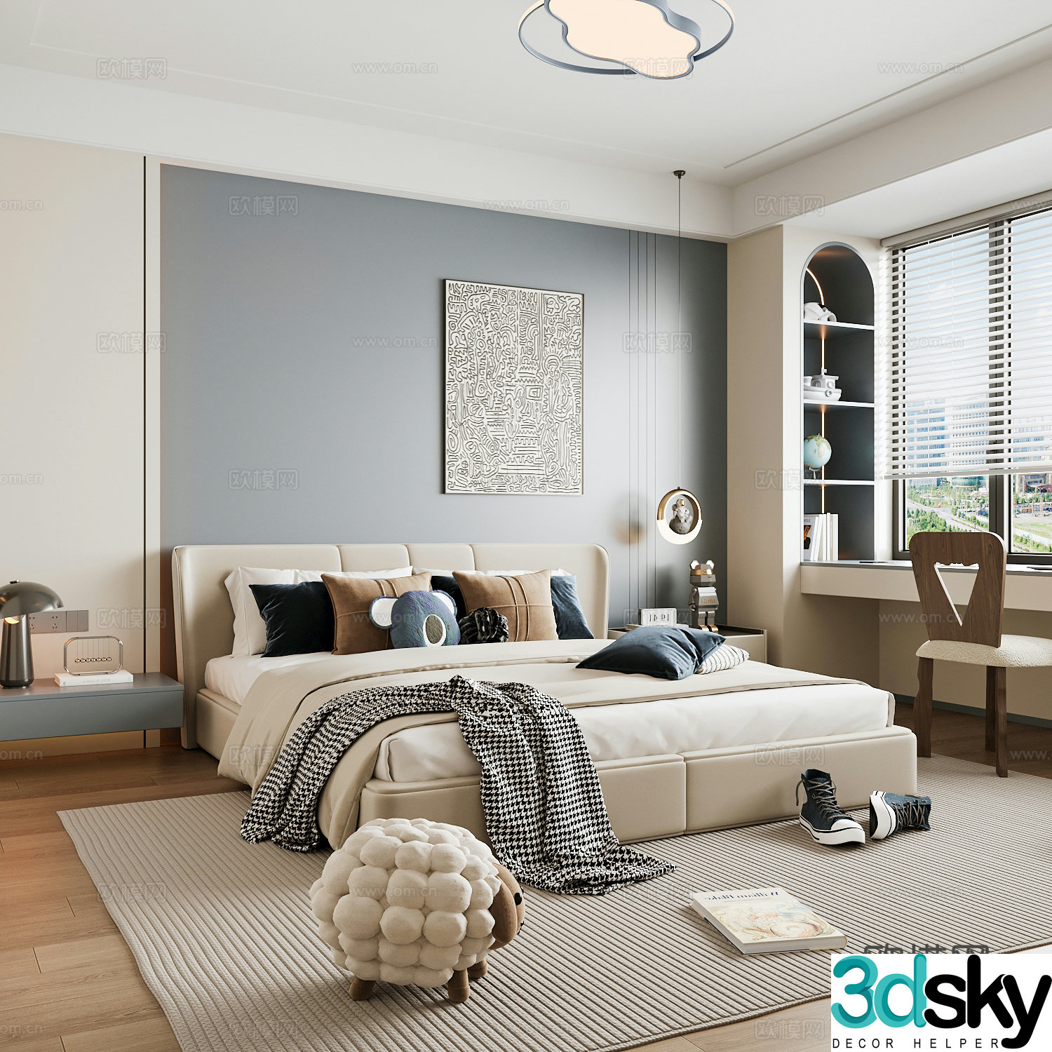 Modern children’s room boy’s room girl’s room children’s bed children’s wardrobe children’s desk 3d model