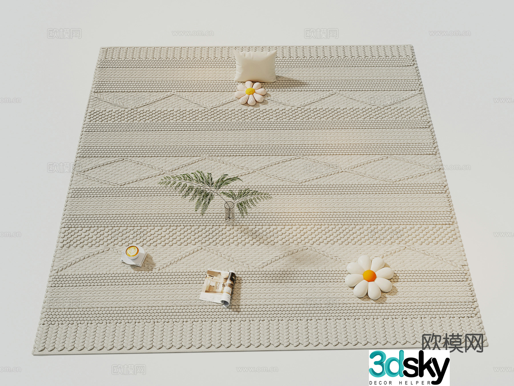 Modern cream carpet Living room carpet Children’s carpet Hotel carpet Beauty salon carpet 3d model