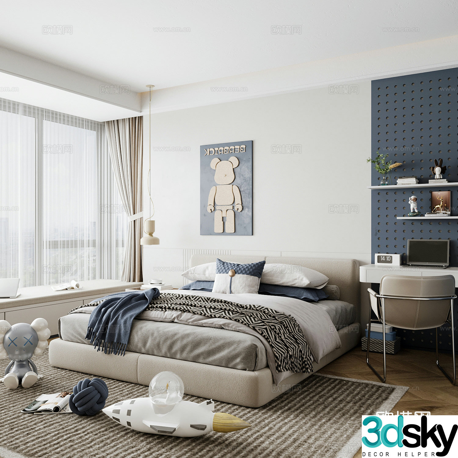 Modern children’s room boy’s room girl’s room children’s bed children’s wardrobe children’s desk 3d model
