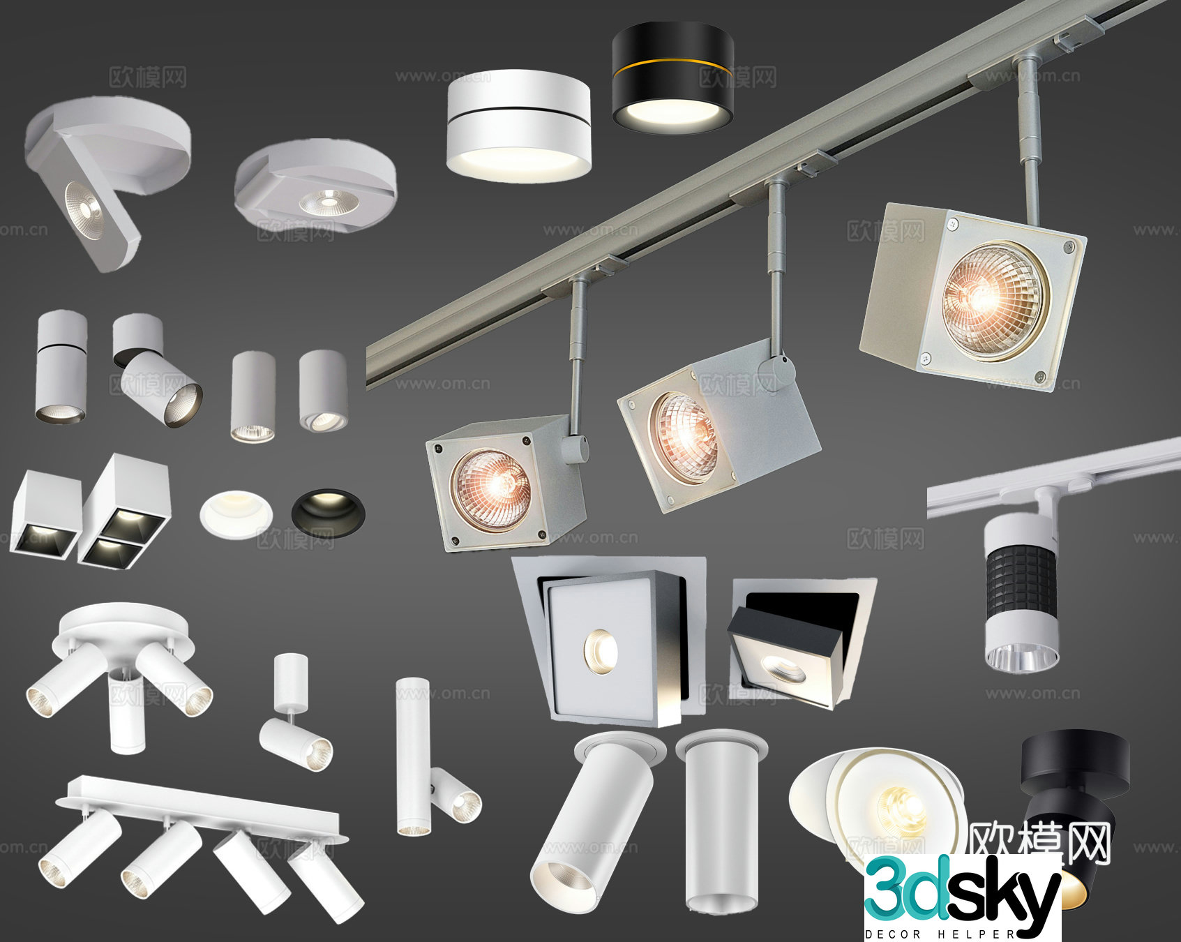 Modern downlight spotlight track light 3d model