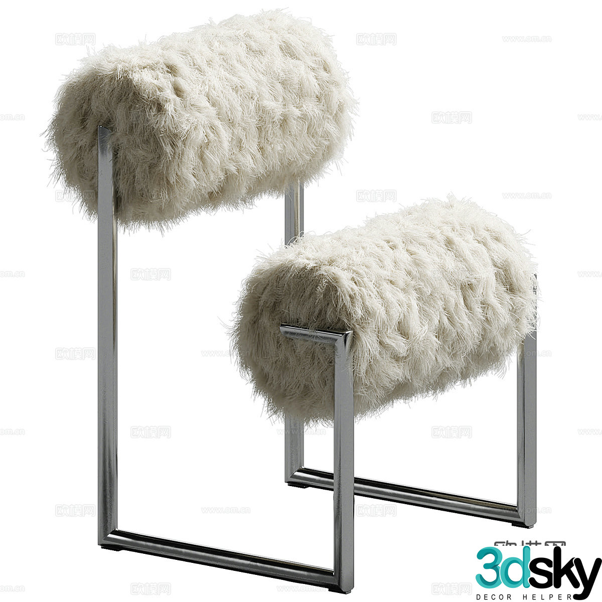 Modern Italian light luxury leisure chair 3D model