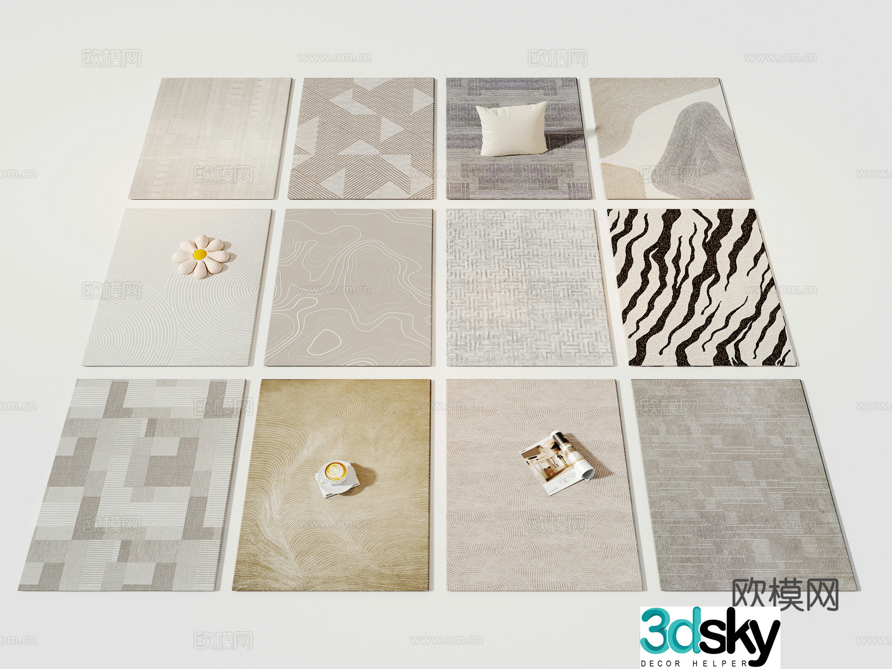 Modern cream carpet Living room carpet Children’s carpet Hotel carpet Beauty salon carpet 3d model