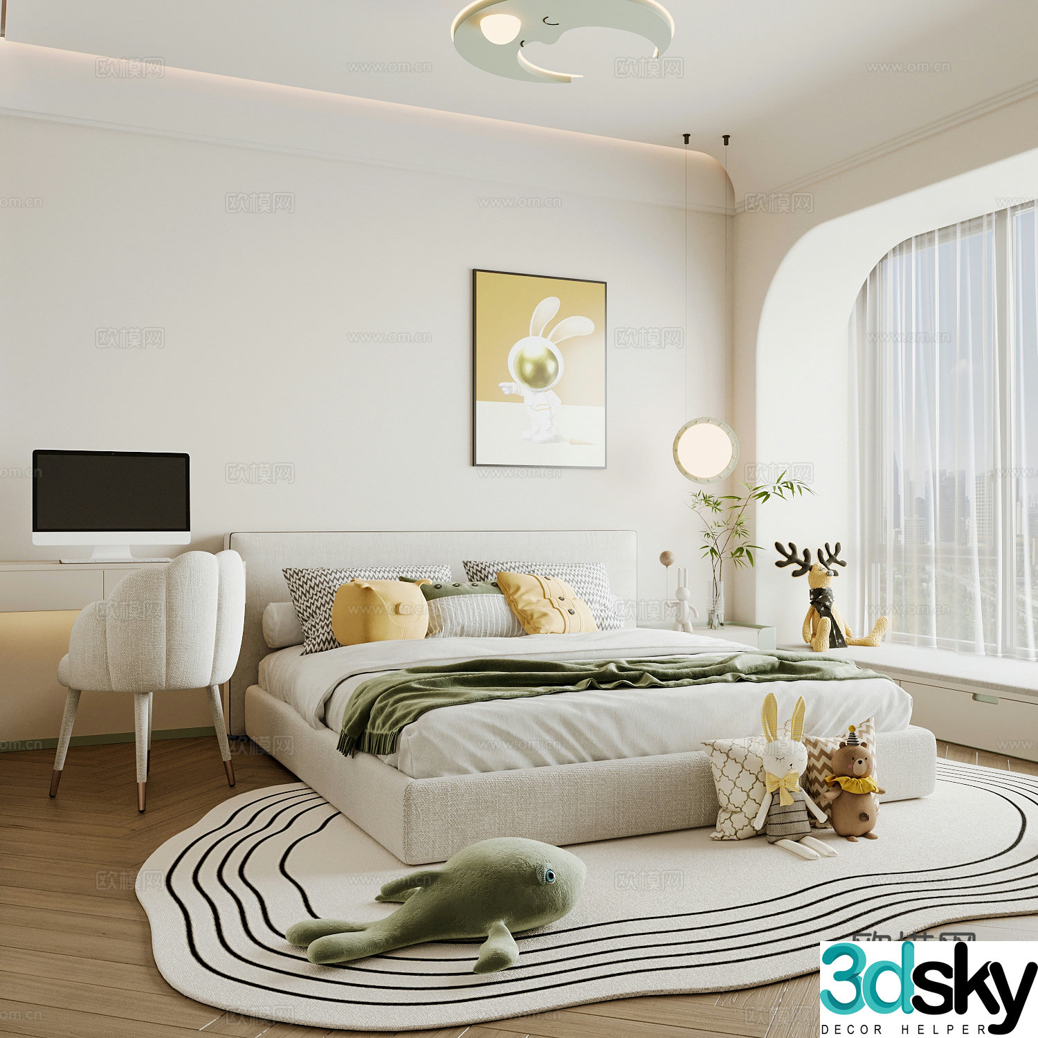 Modern children’s room boy’s room girl’s room children’s bed children’s wardrobe children’s desk 3d model