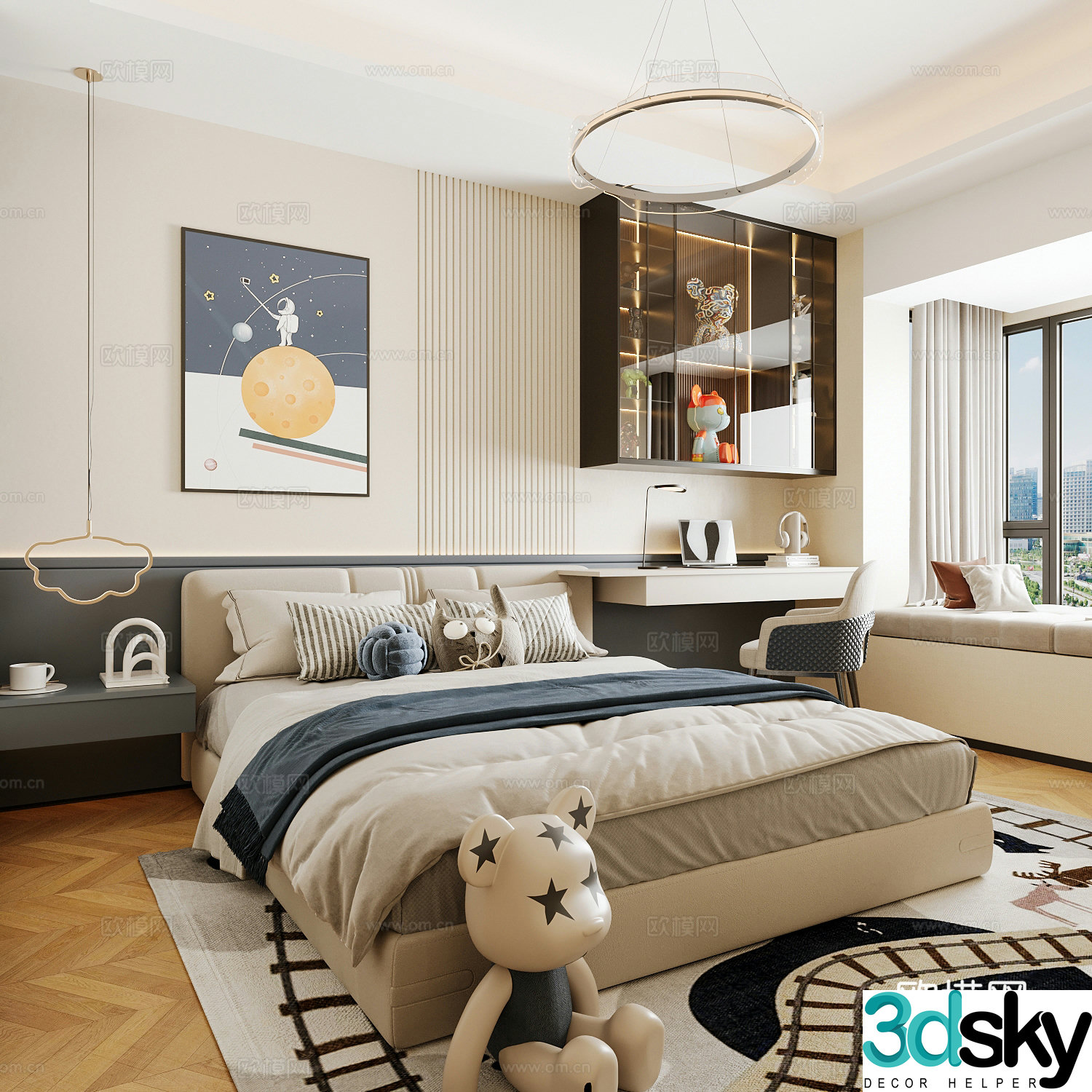 Modern children’s room boy’s room girl’s room children’s bed children’s wardrobe children’s desk 3d model