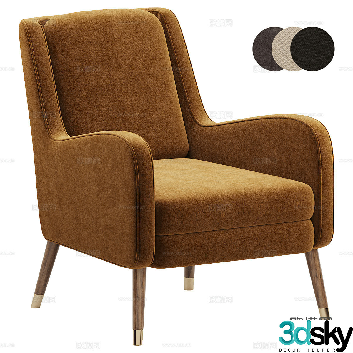 American light luxury casual chair 3D model