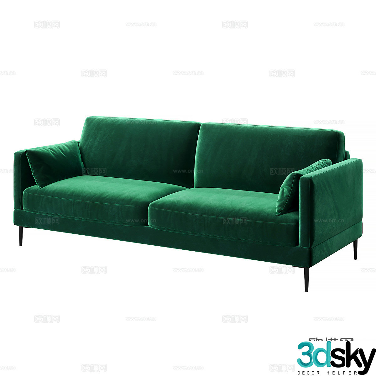 Modern light luxury straight-row sofa 3D model