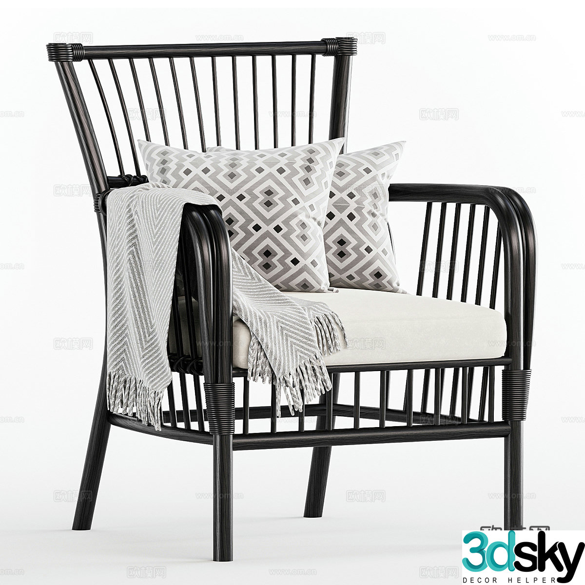 New Chinese bamboo woven leisure chair 3D model