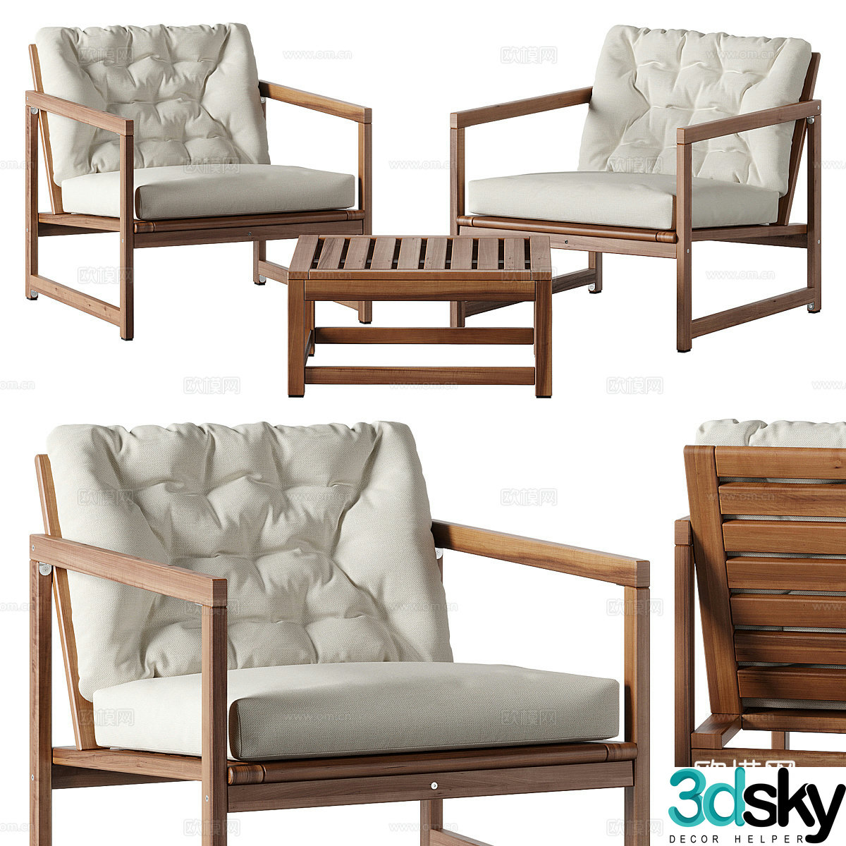 New Chinese casual table and chair 3D model