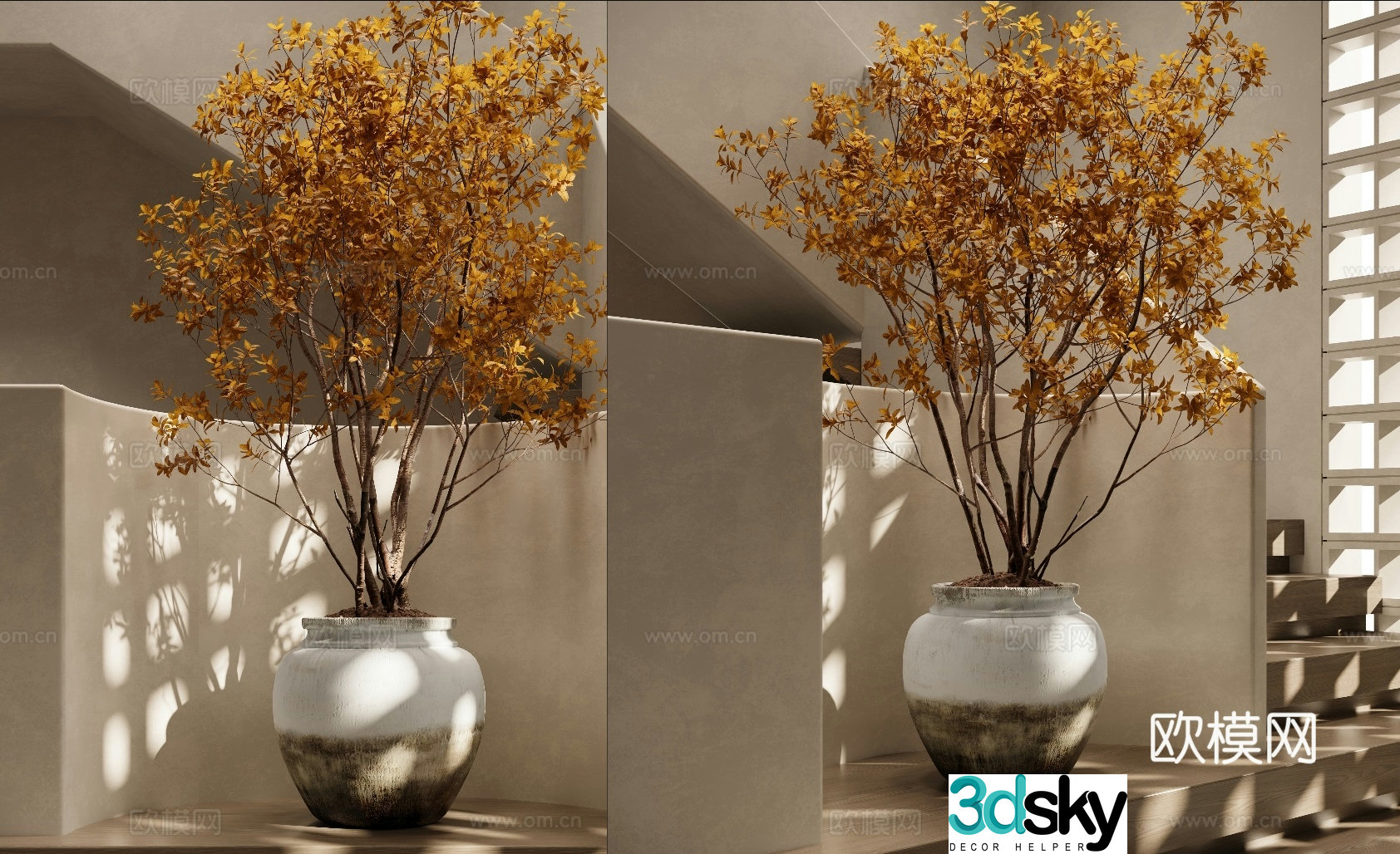 Modern potted green plant ornaments 3D model