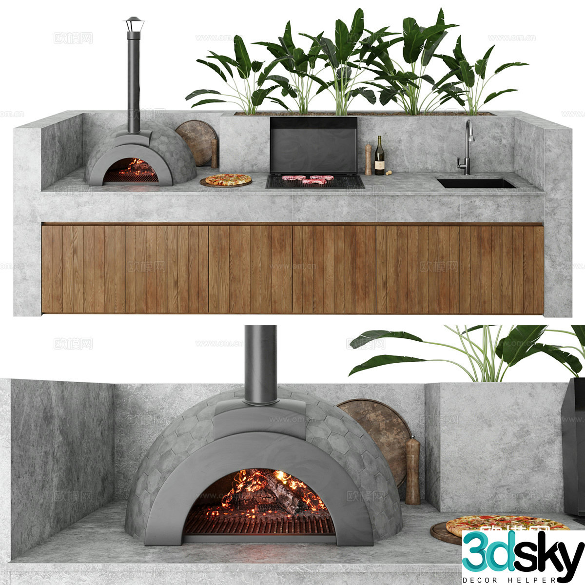 Modern outdoor barbecue 3d model