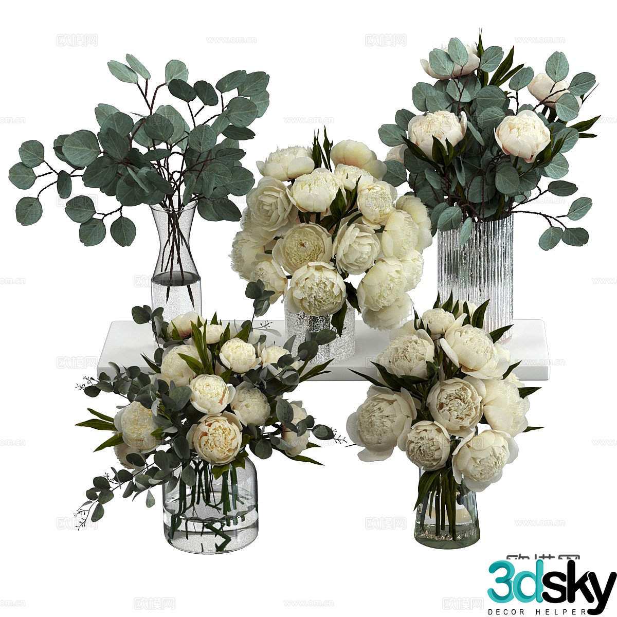 Modern vase flower art 3d model