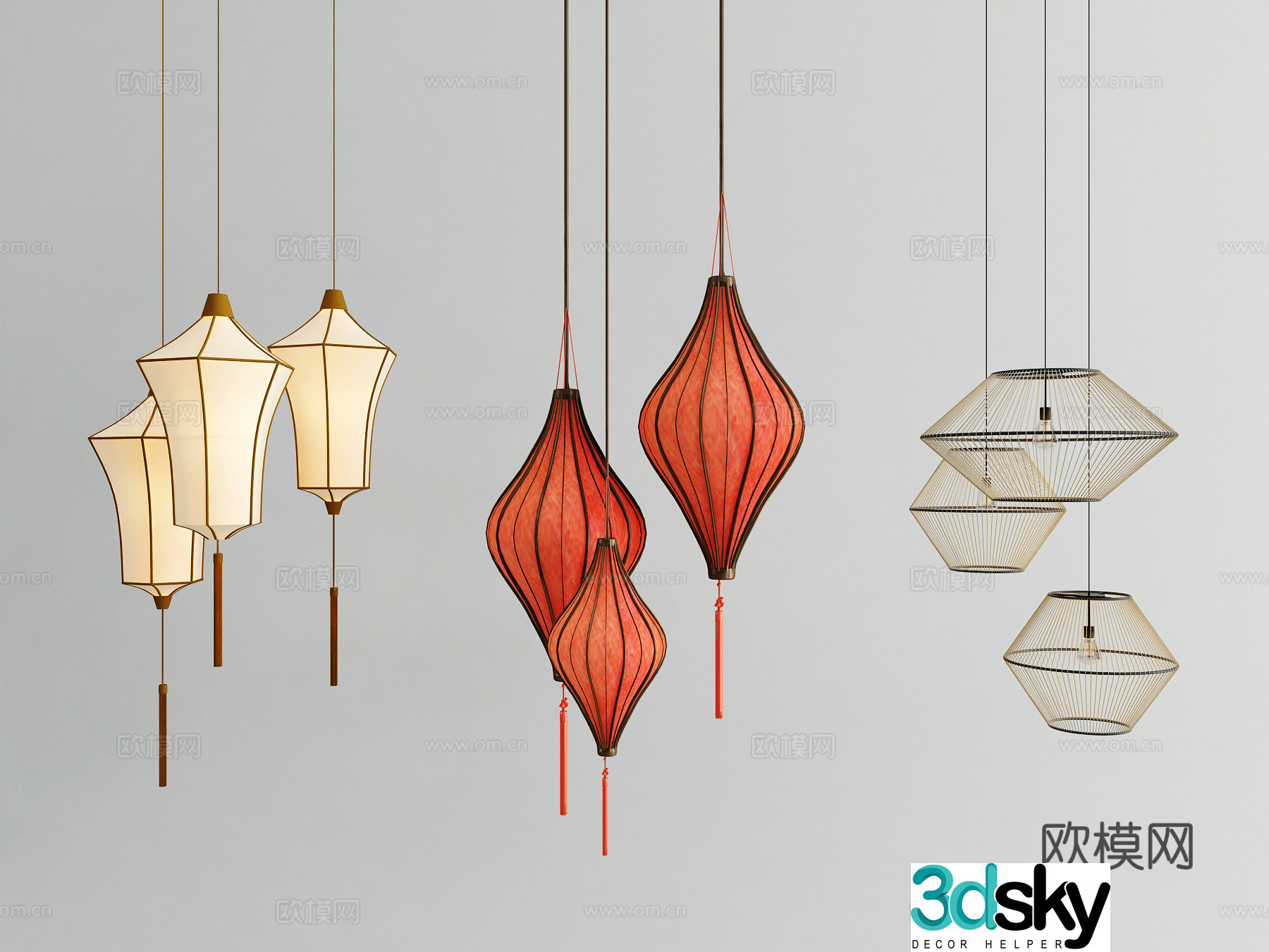 New Chinese chandelier 3D model