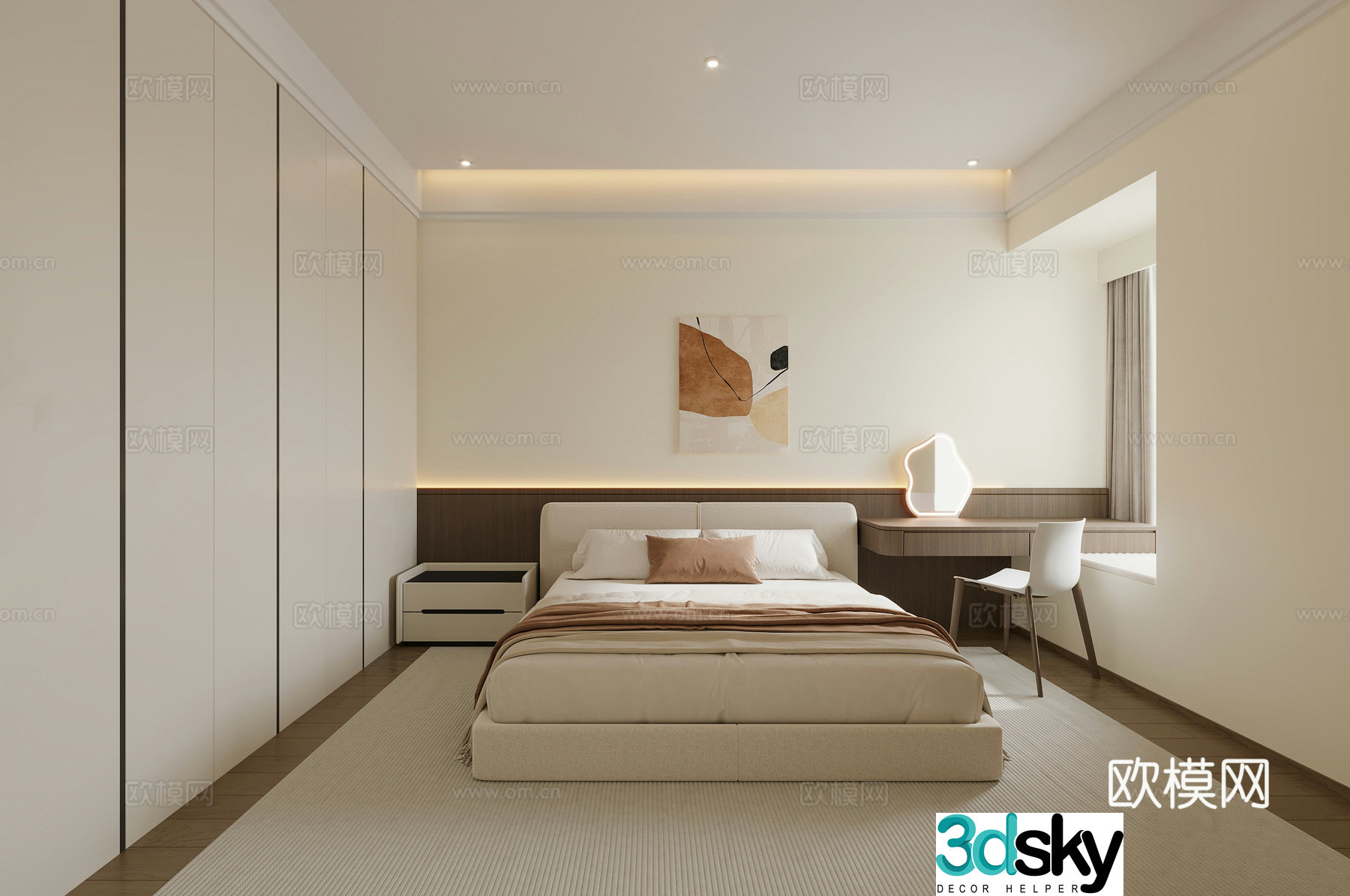 Modern simple home bedroom Modern simple bedroom Elderly room Balcony washing machine cabinet Elderly room 3D model