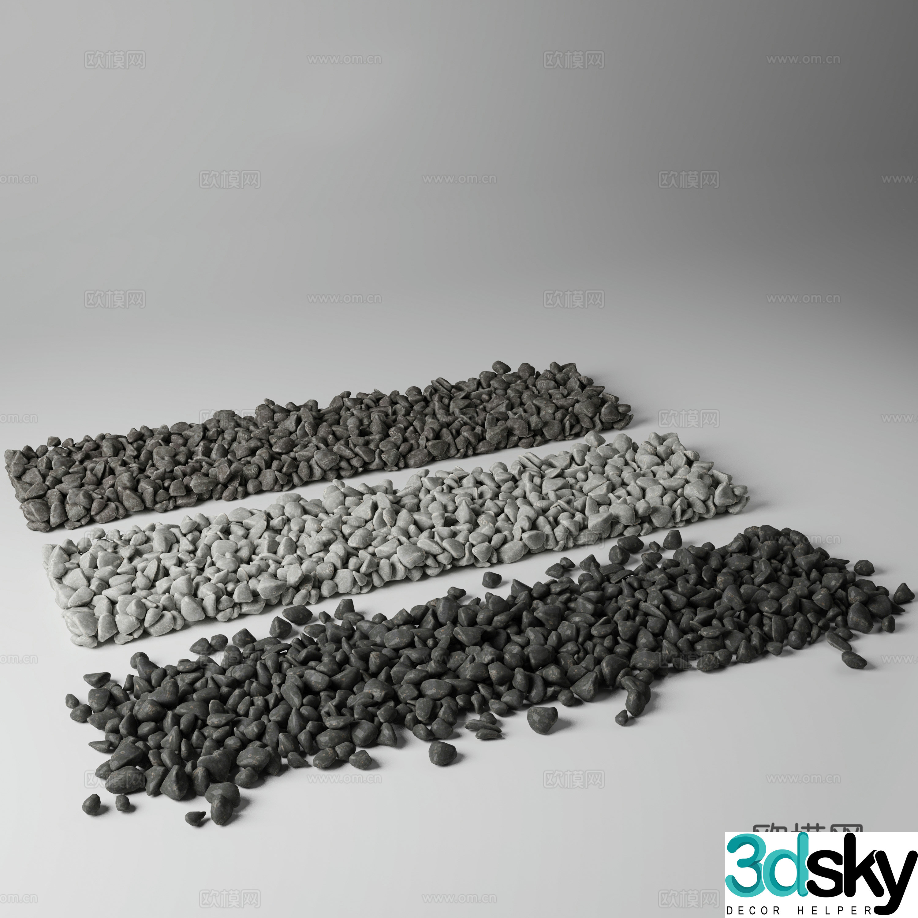 Pebbles Stone Landscape Sketch Tingbu 3D Model