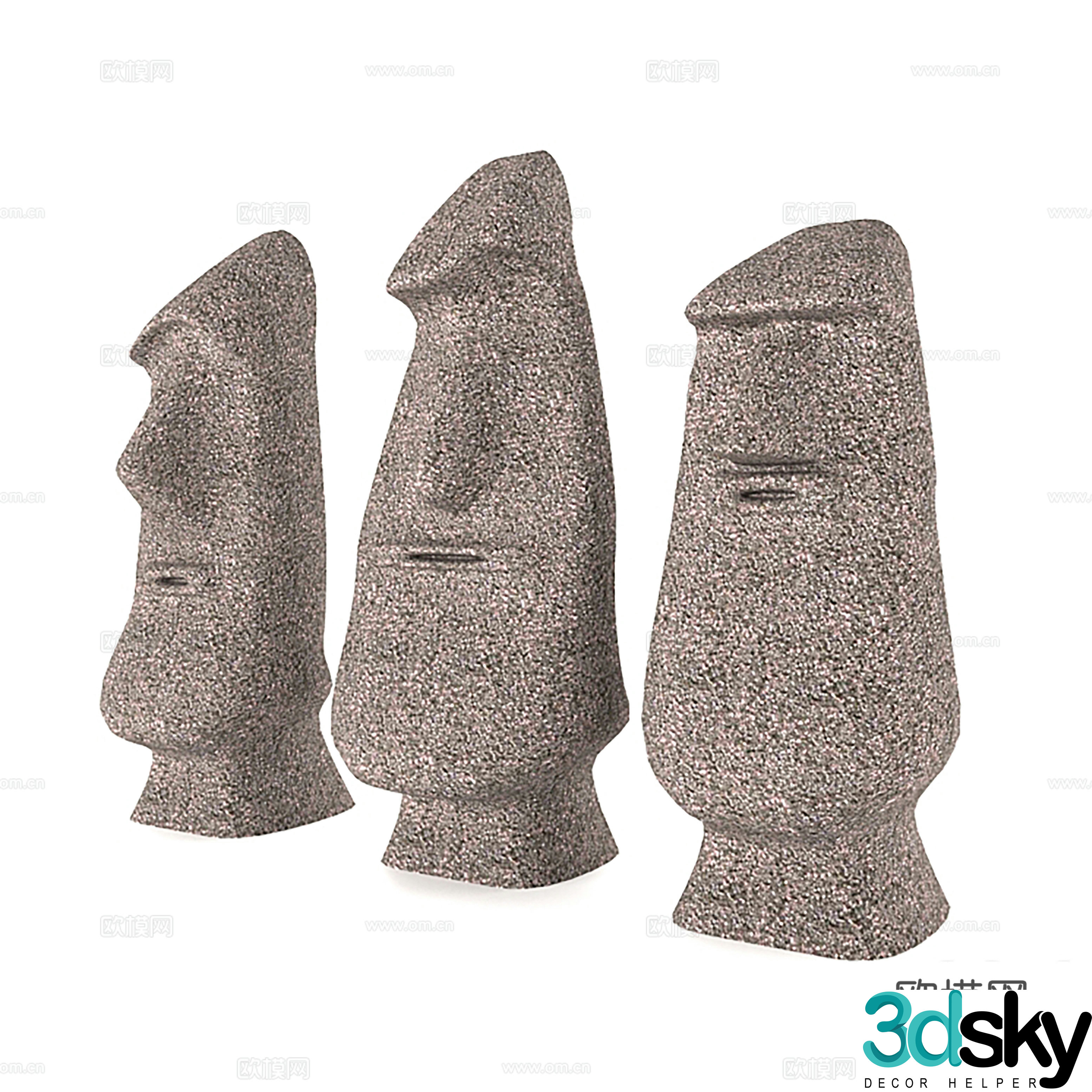 Moai Giant Stone Statue 3D Model