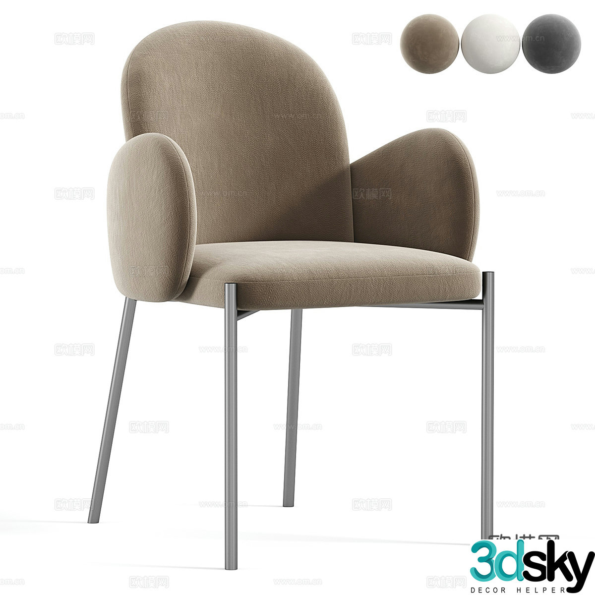 Modern light luxury single chair 3D model