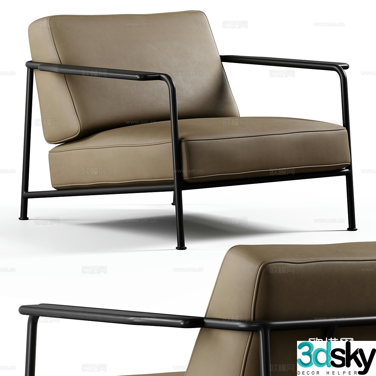 Modern Italian leather lounge chair 3d model