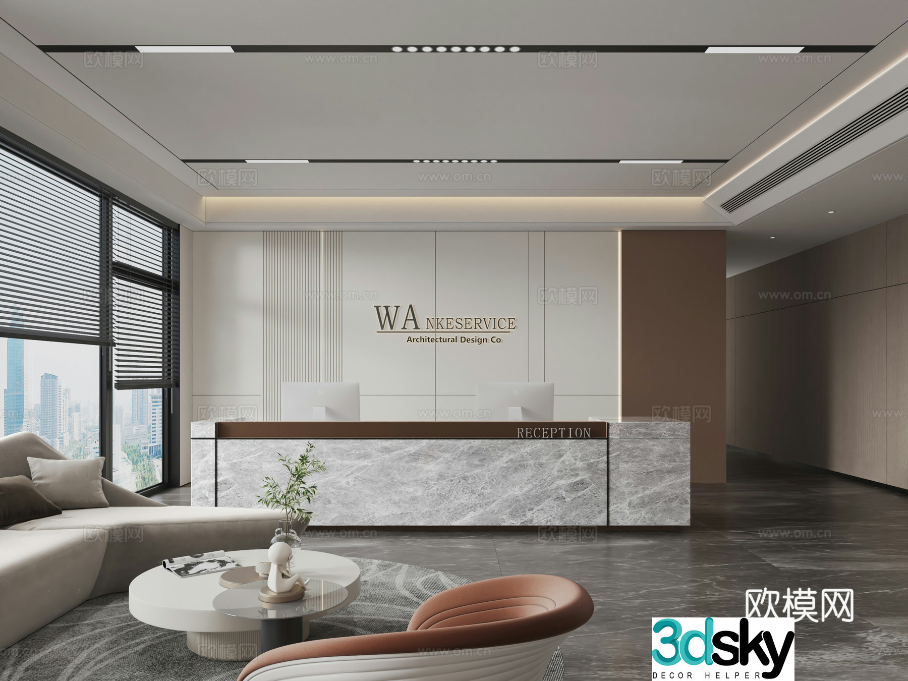 Modern company front desk 3D model