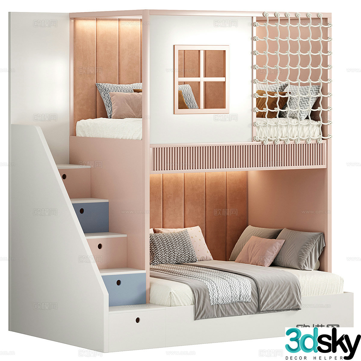 Modern cream style children’s bed 3d model