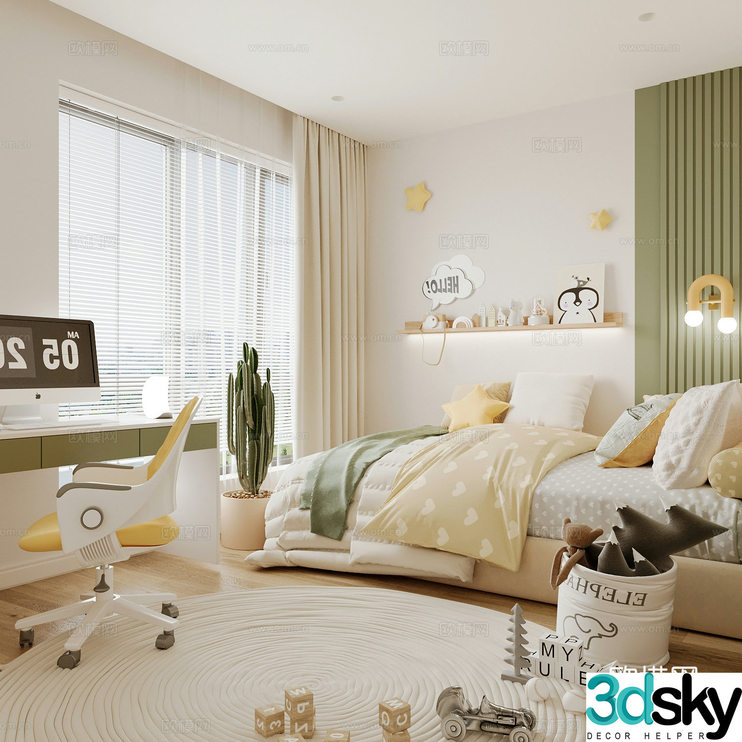 Modern children’s room boy’s room girl’s room children’s bed children’s wardrobe children’s desk 3d model