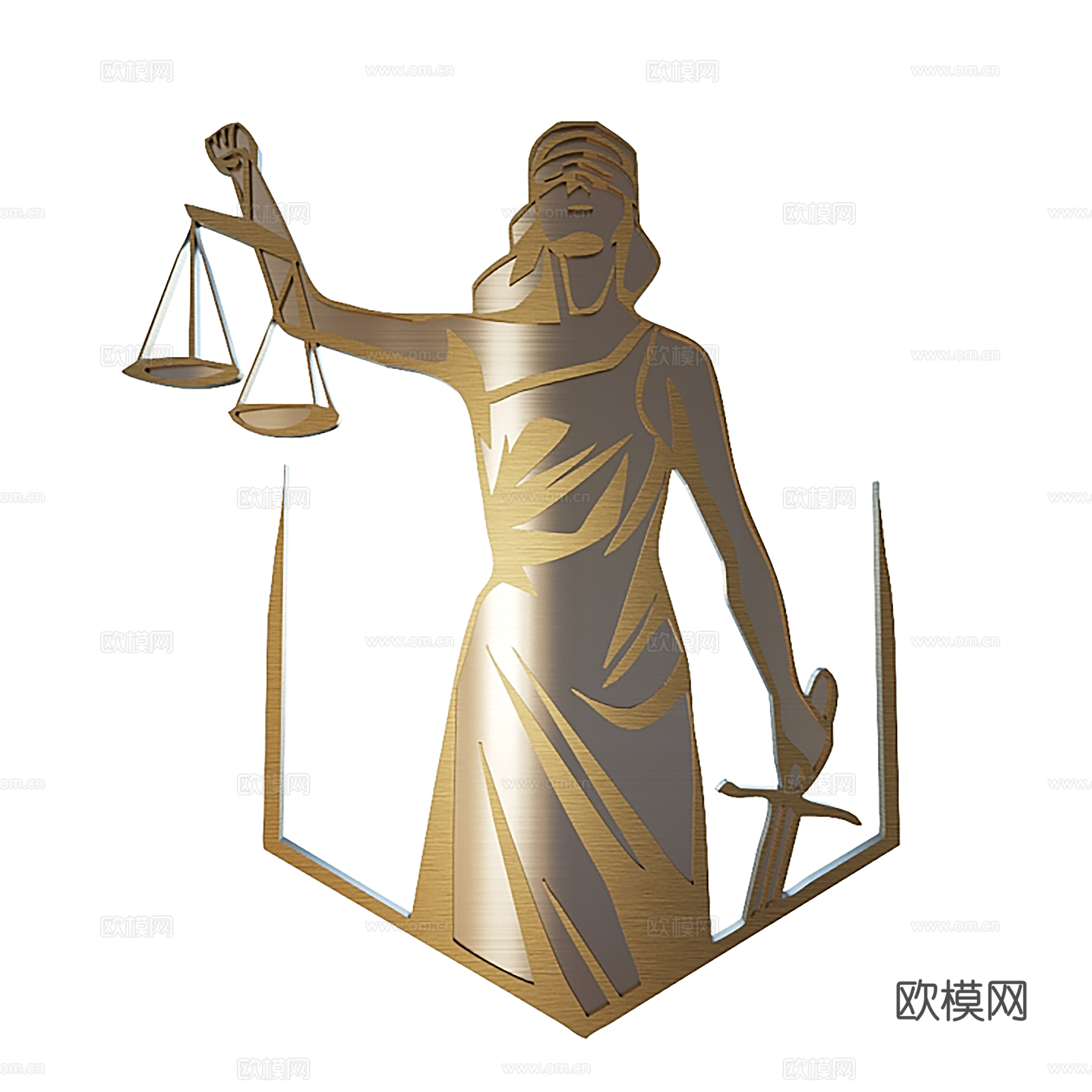 Metal figure sculpture angel of justice engraving block jewelry ornament 3d model