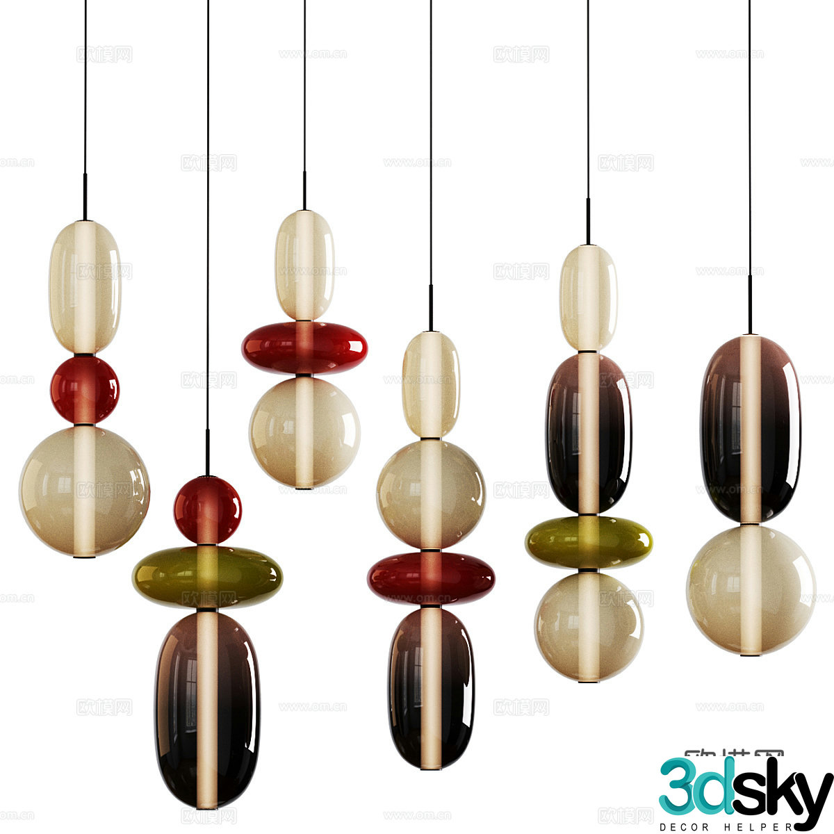 New Chinese style decorative chandelier 3D model