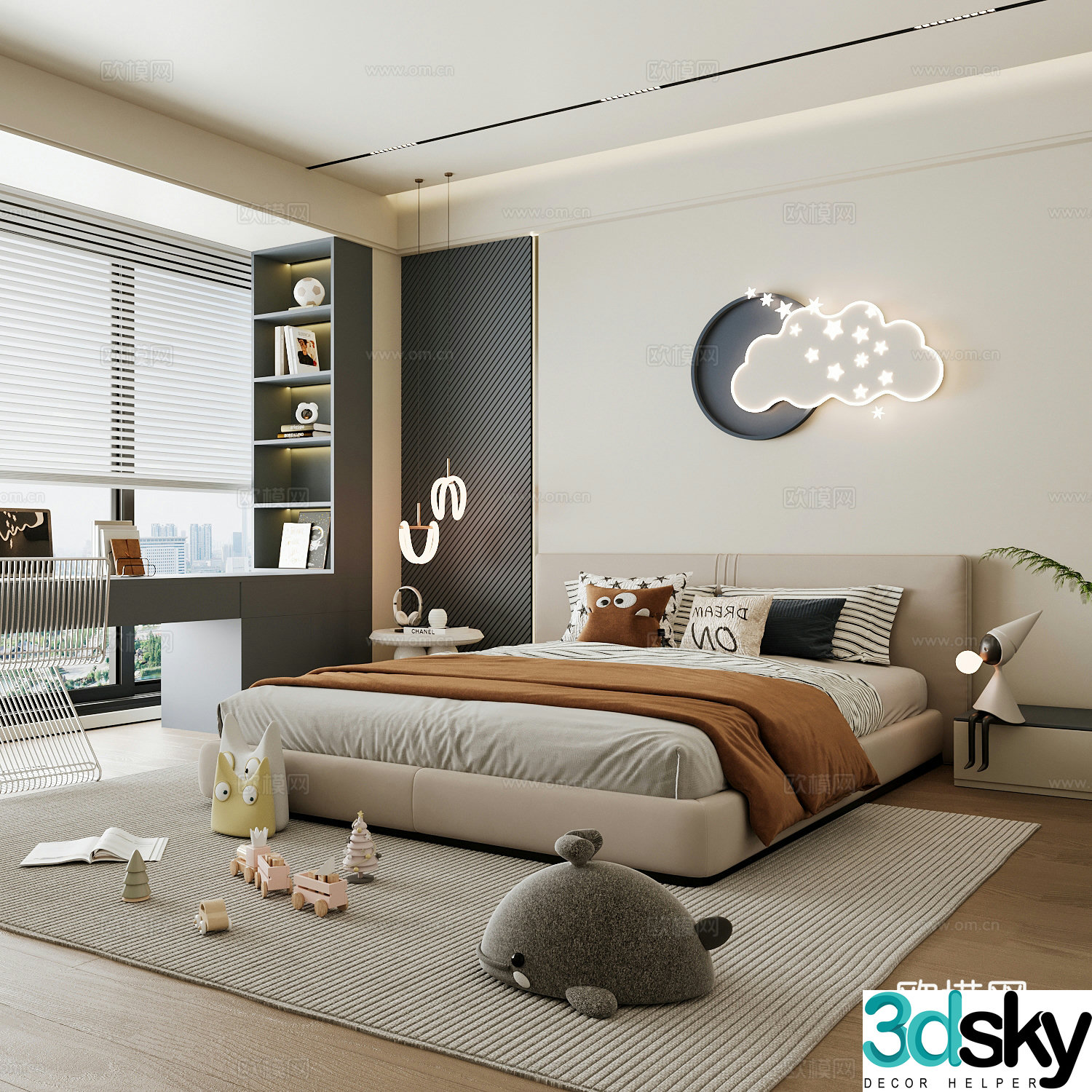 Modern children’s room boy’s room girl’s room children’s bed children’s wardrobe children’s desk 3d model
