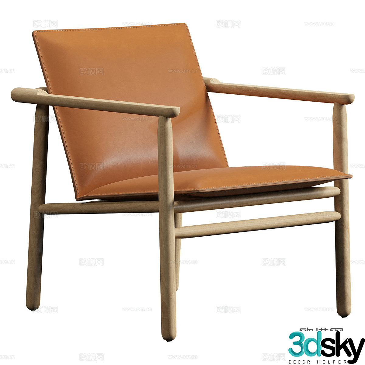 New Chinese leather leisure chair 3d model