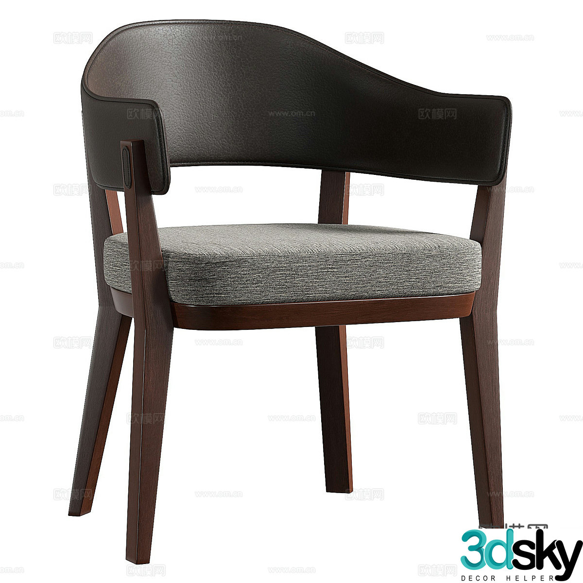 New Chinese style single chair dining chair 3D model