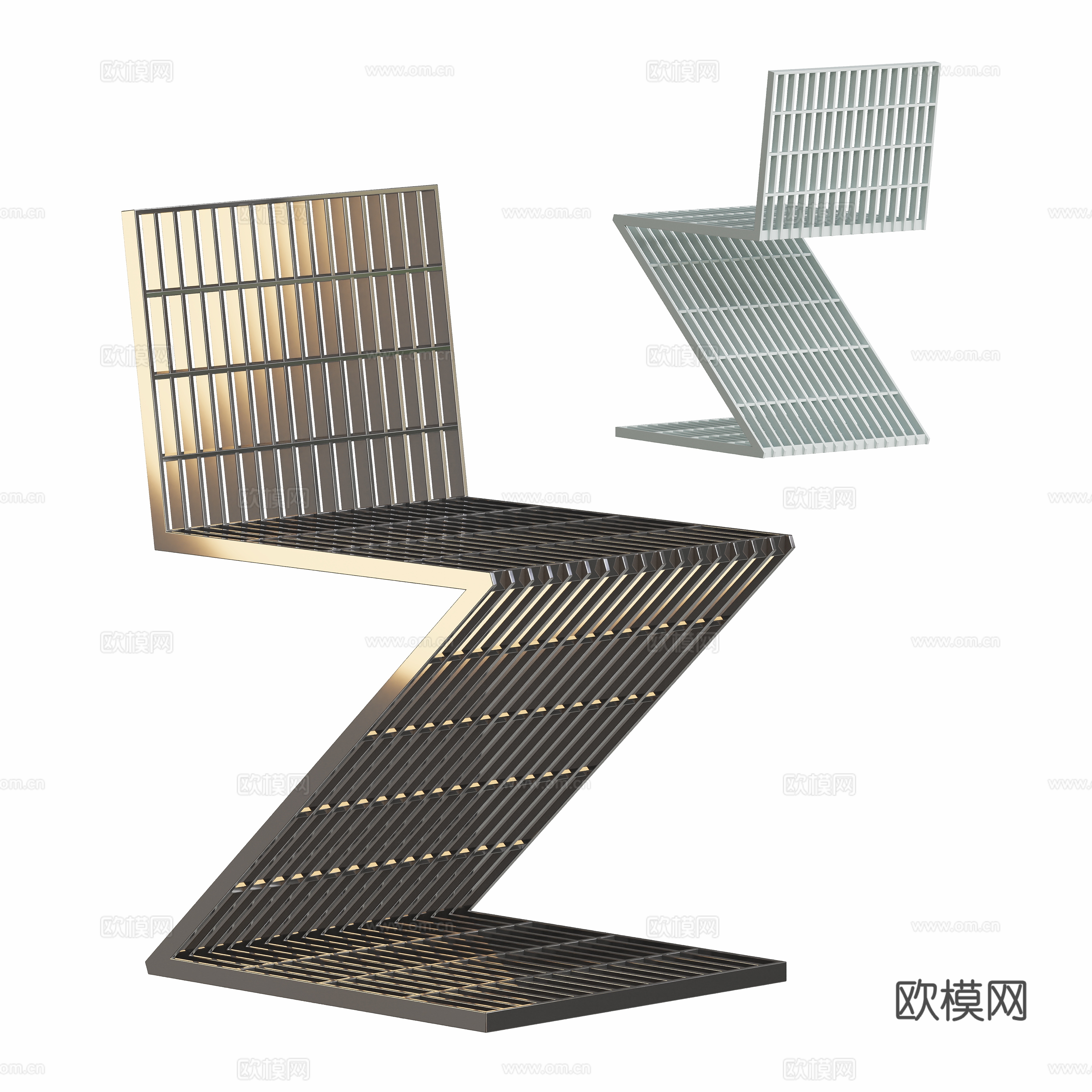 Modern minimalist metal dining chair 3d model