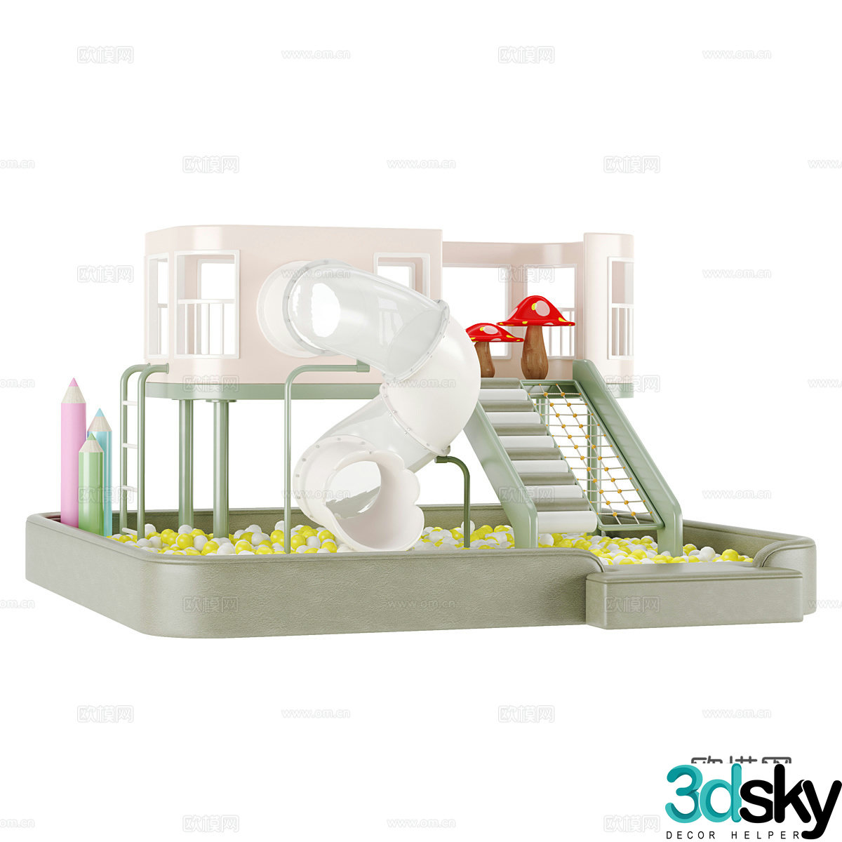 Children’s amusement equipment naughty castle slide inflatable castle 3d model