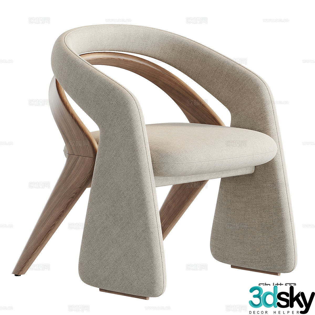 Modern cream style Olga dining chair 3d model
