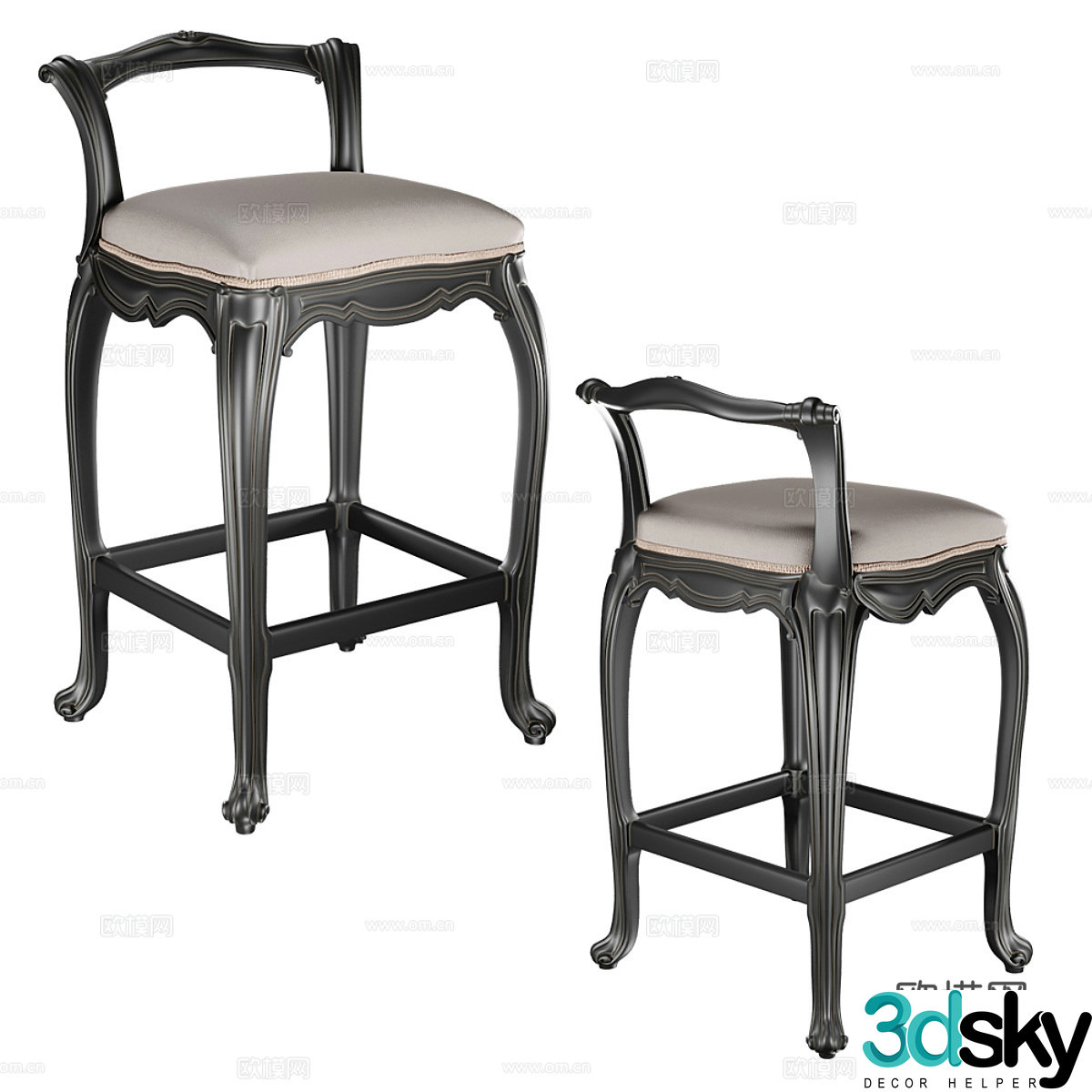 Neoclassical bar chair 3d model