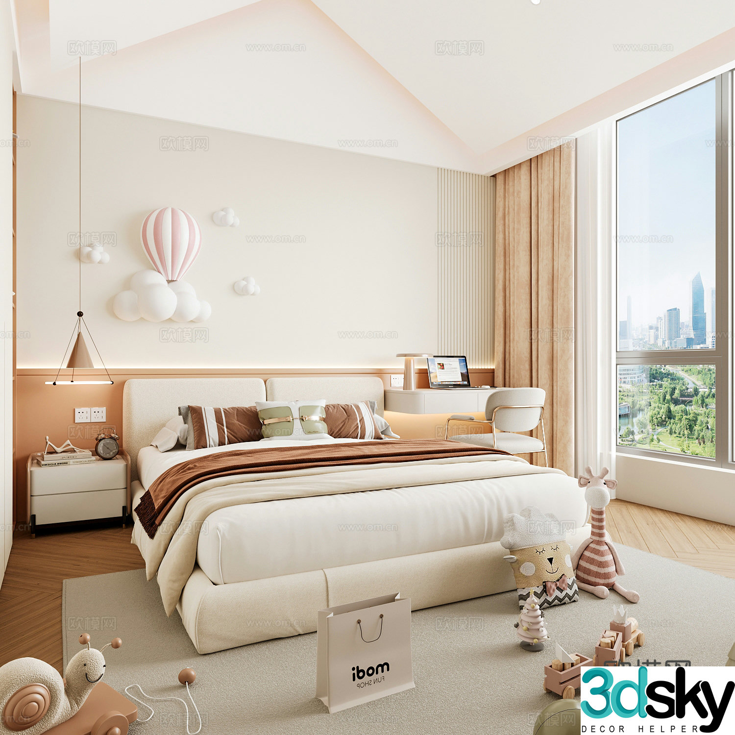 Modern children’s room boy’s room girl’s room children’s bed children’s wardrobe children’s desk 3d model