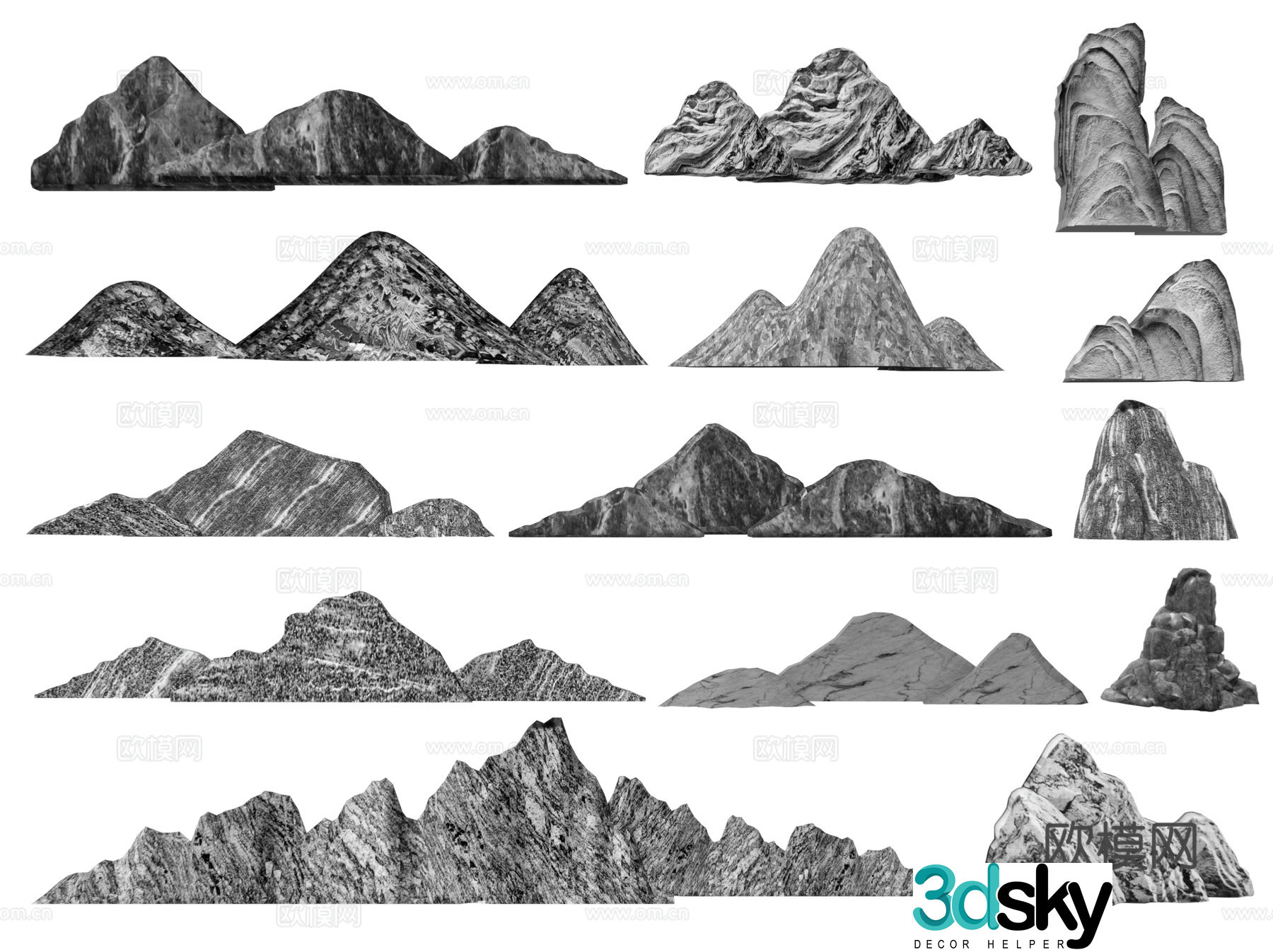 New Chinese-style snow wave stone rockery rockery landscape stone Taishan stone stone scene scenery stone schist rock stone 3D model