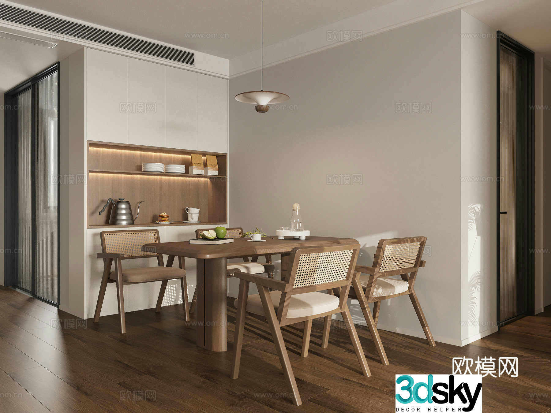 Wasabi Restaurant Dining Table and Chair 3D Model