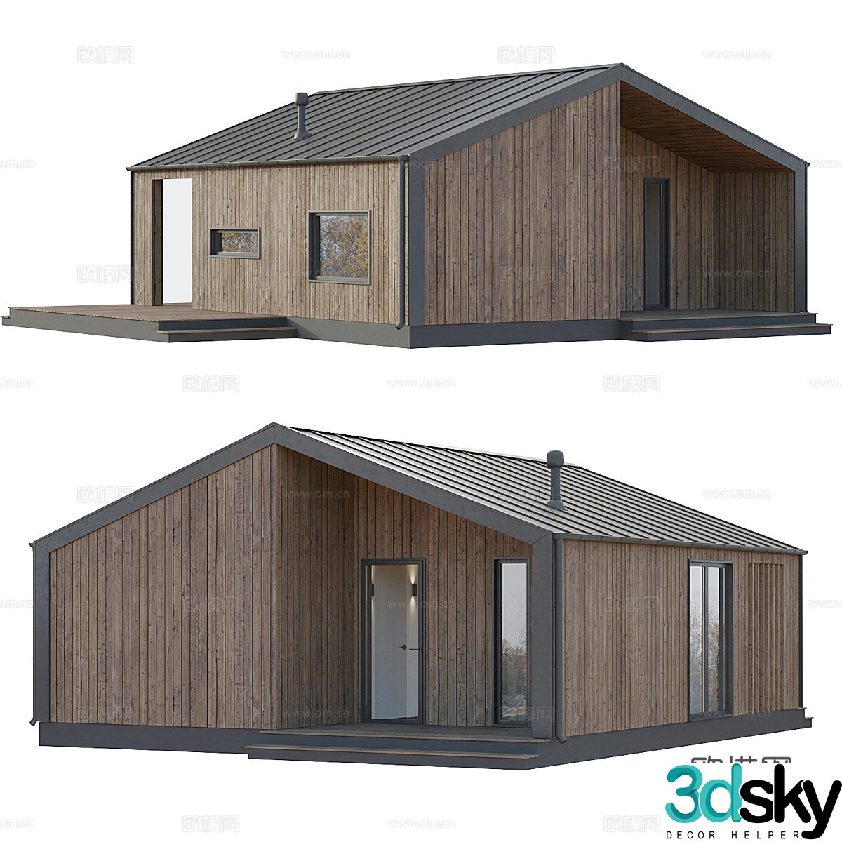 Modern country cabin 3d model