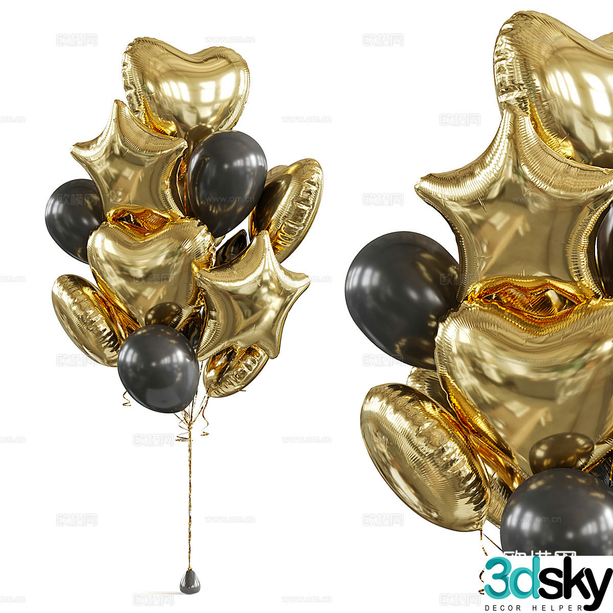 3d model of aluminum foil balloon