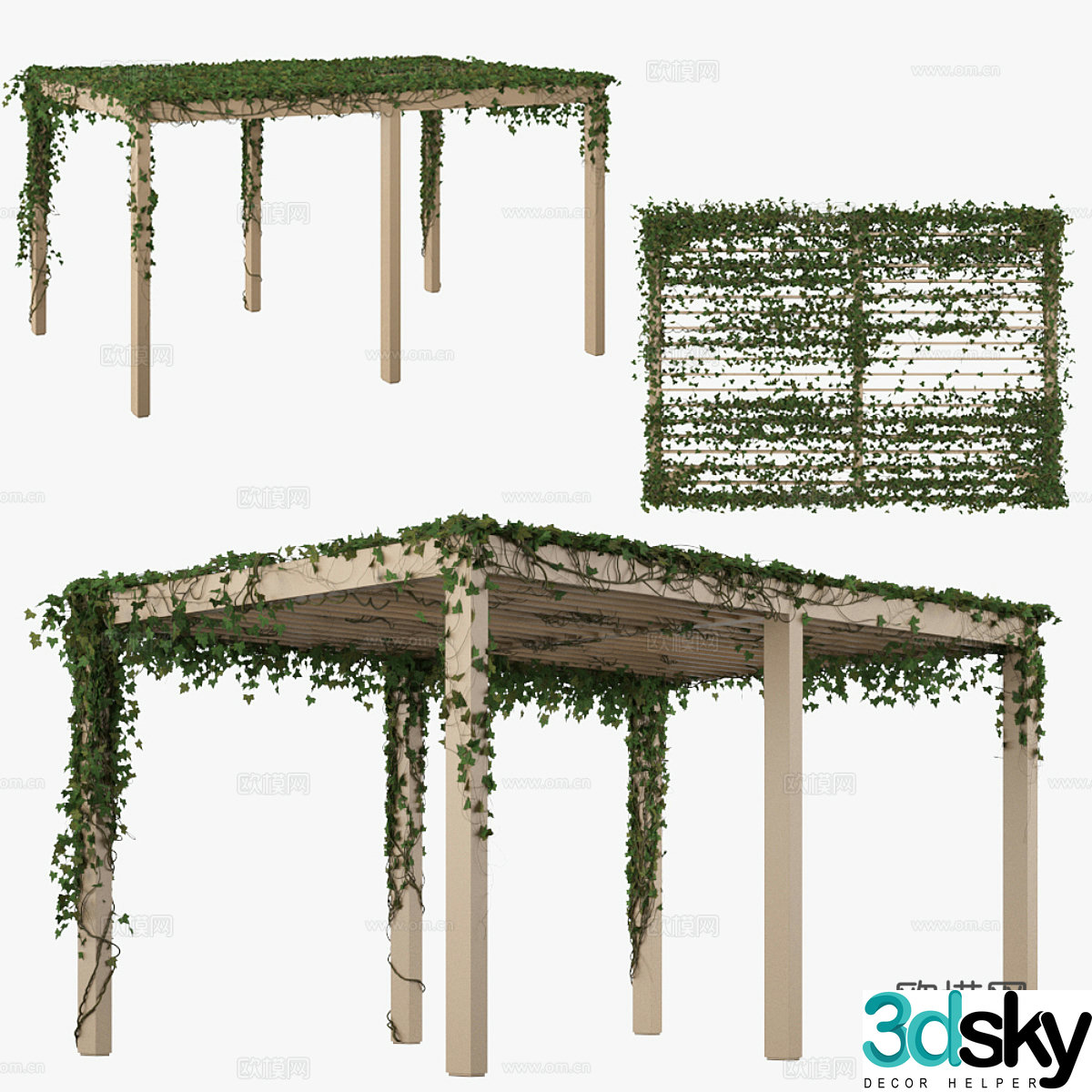 New Chinese pergola flower stand 3D model