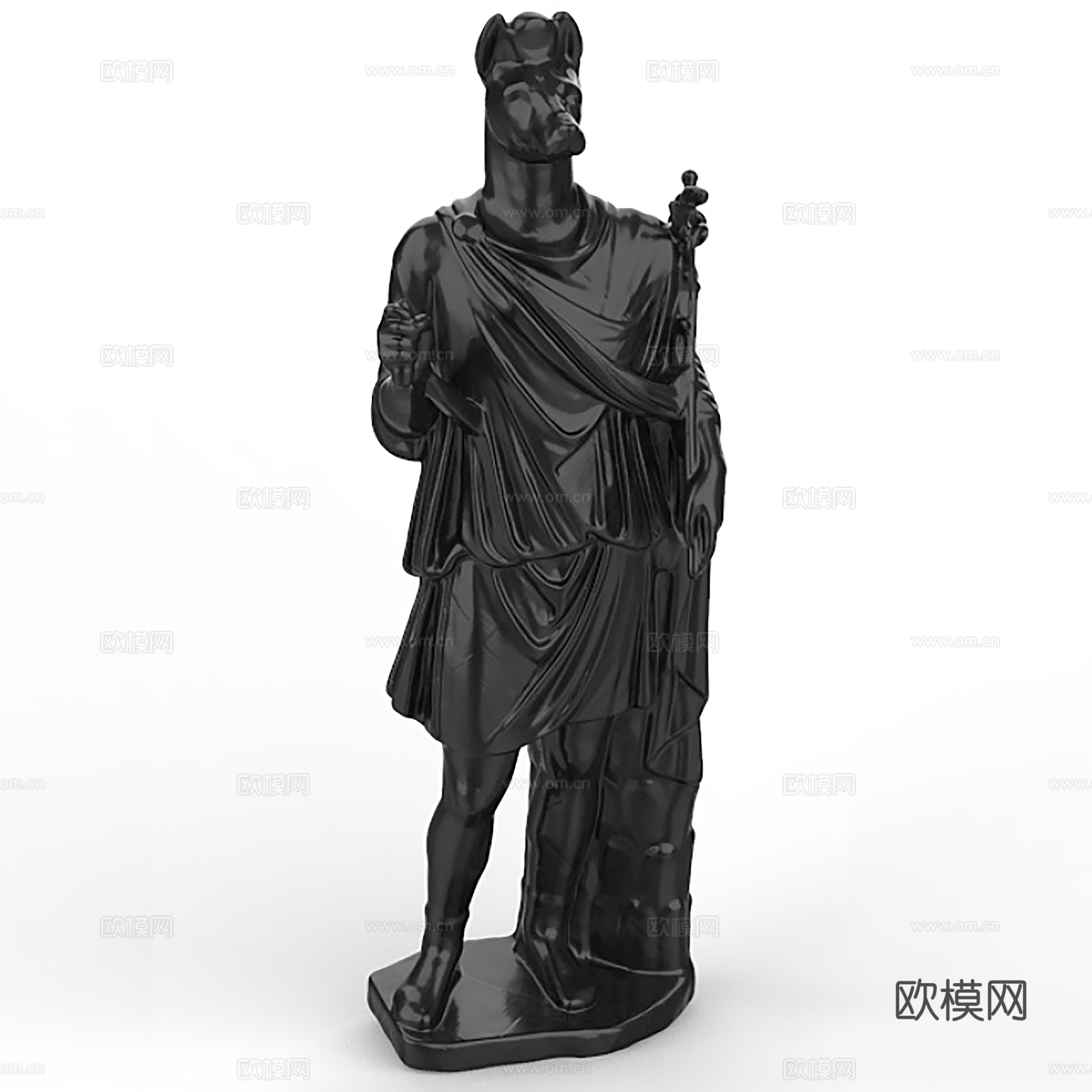 Boar of dogs black porcelain statue sculpture statue 3d model