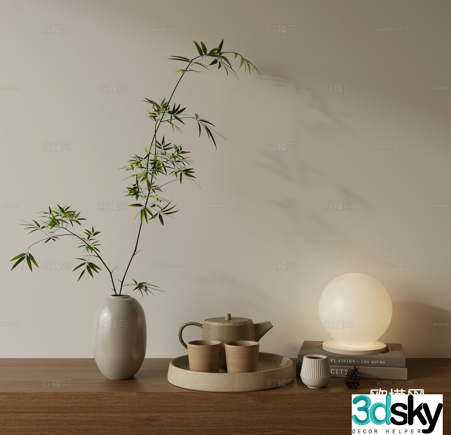 Combination ornament potted 3D model