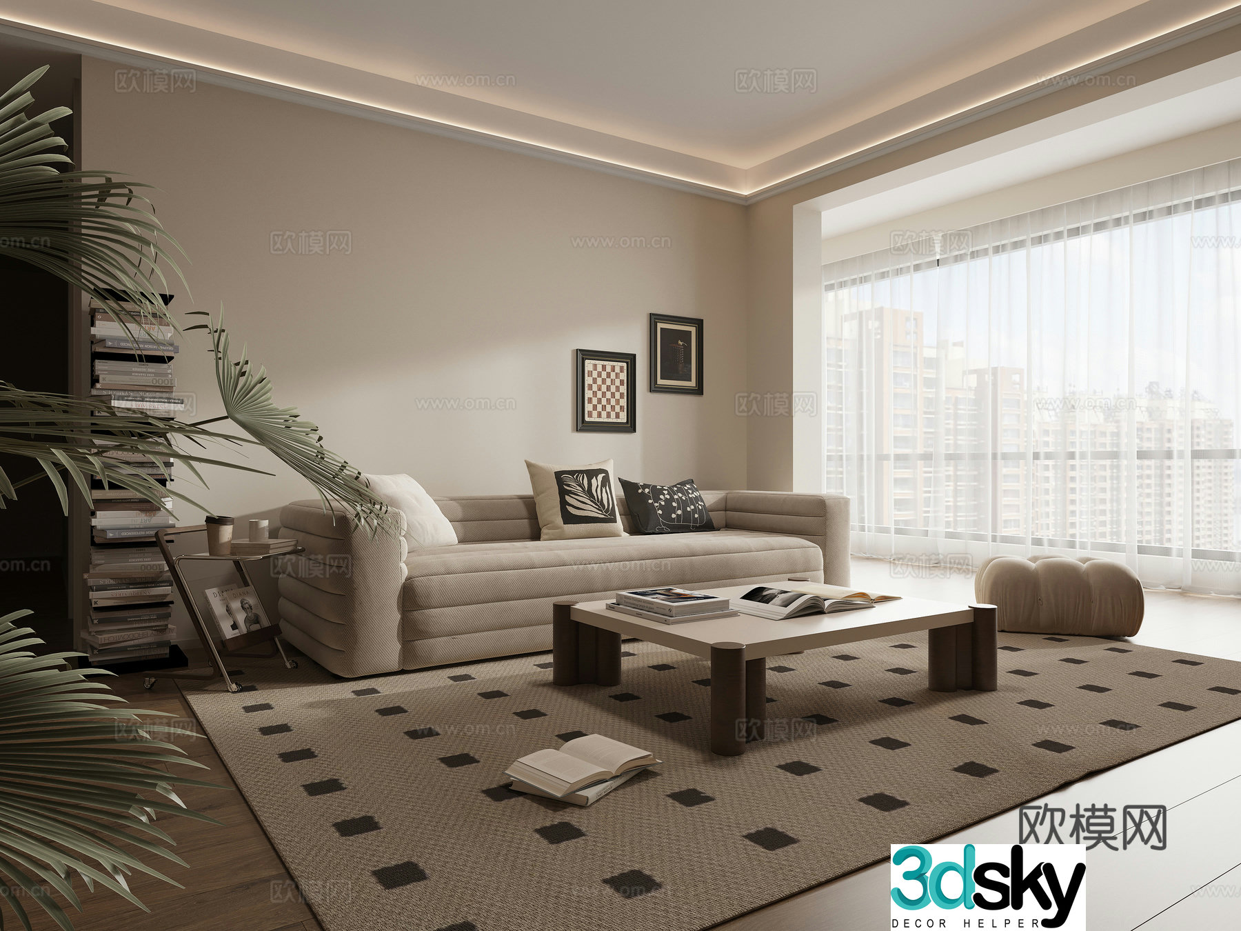 Middle-aged living room 3d model